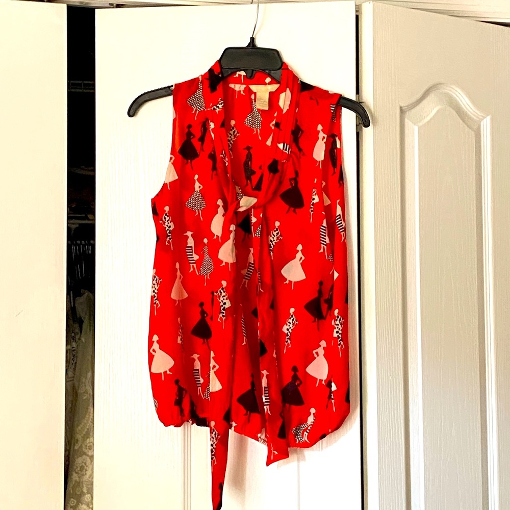 Banana republic red pattern blouse